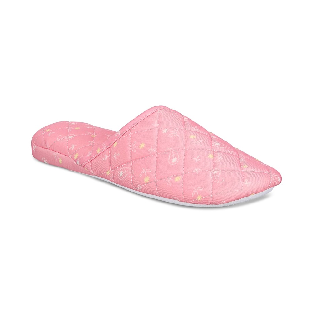 Charter Club Women's Quilted Paisley Floral Slippers - Pink - Size XL (11-12)